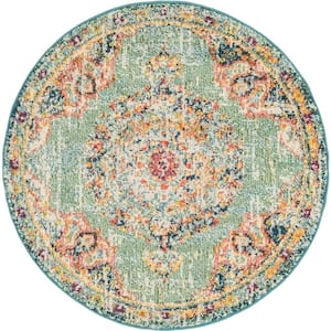 Penrose Alexis Green 3 ft. 3 in. x 3 ft. 3 in. Round Rug