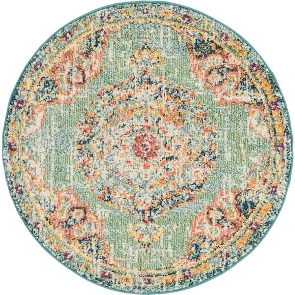 Unique Loom Penrose Alexis Green 3 ft. 3 in. x 3 ft. 3 in. Round Rug