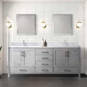 Jacques 84 in. W x 22 in. D Distressed Grey Double Bath Vanity and 34 in. Mirrors