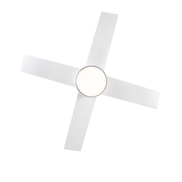 44 in. White Blade ABS Downrod Mount Standard Ceiling Fan with 3-Color Dimmable LED