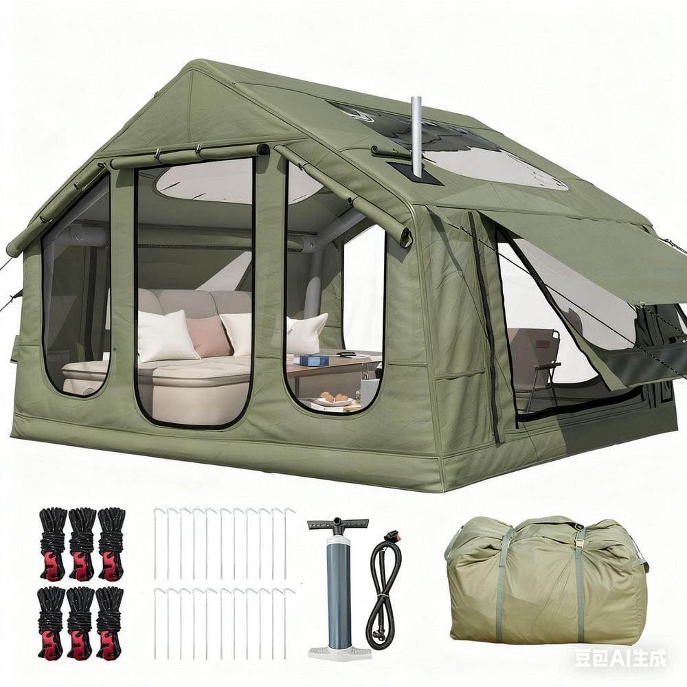 DSNAPE 4-Season 10 ft. x 8 ft. Green Inflatable Camping Tent with