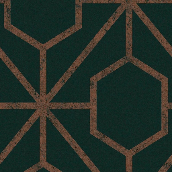 Graham & Brown Rinku Green and Copper Removable Wallpaper Sample