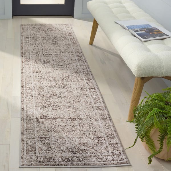 Vintage Tabriz 2 ft. x 8 ft. Gray/Charcoal Distressed Ornate Border Runner Rug