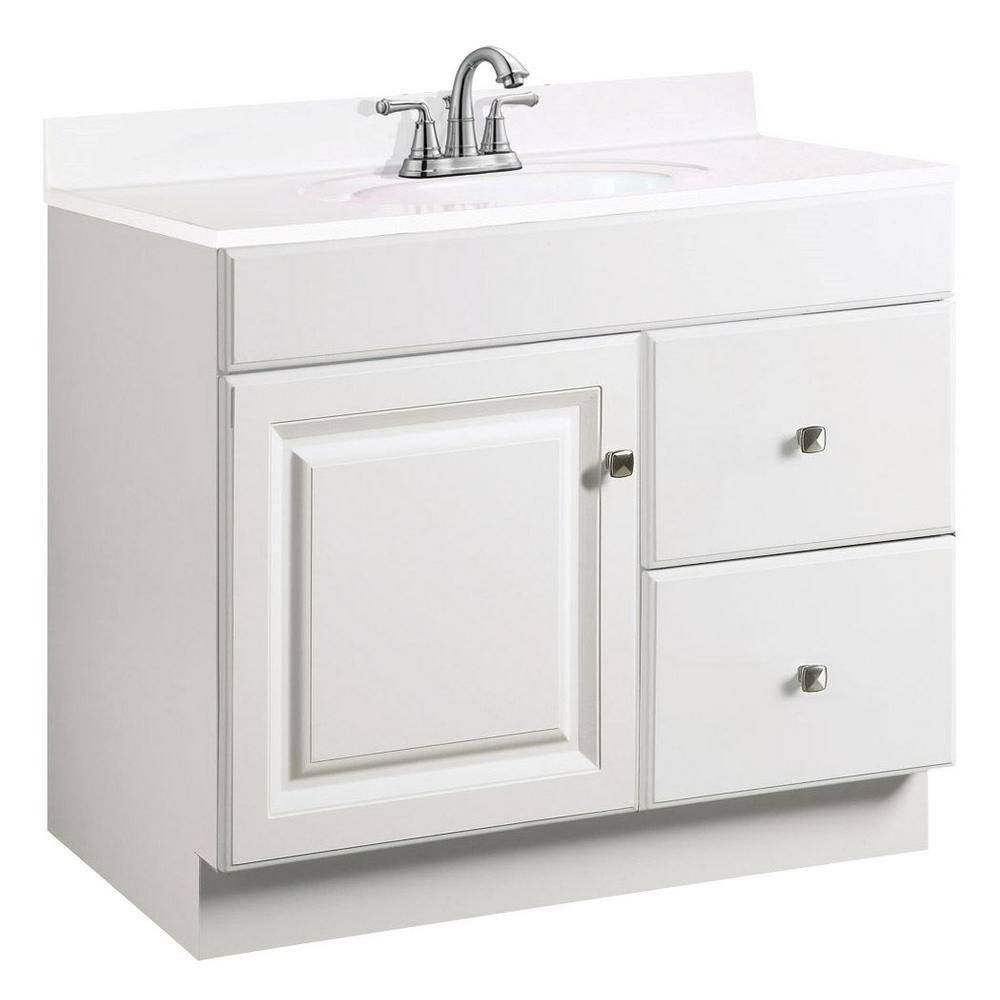 Wyndham 36-Inch White Freestanding Bathroom Vanity Cabinet