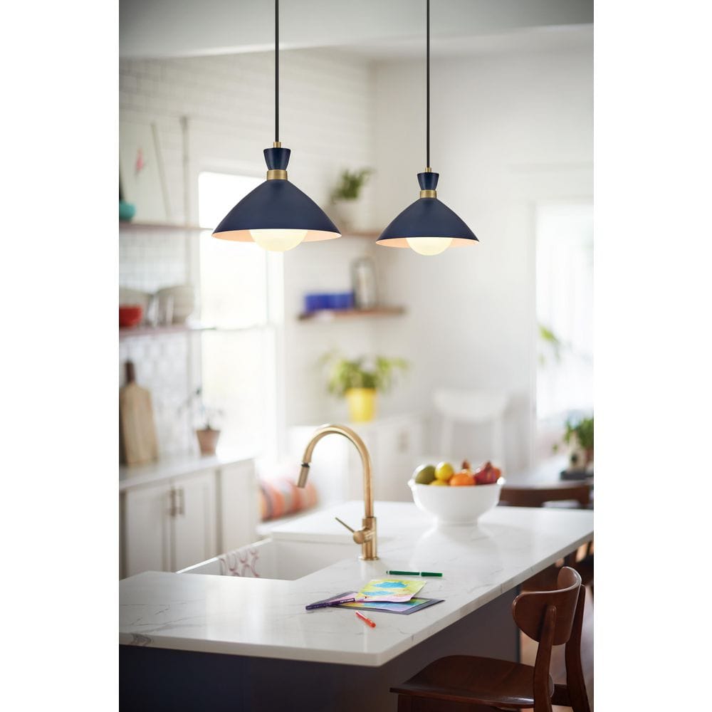 Simon Matte Navy & Heritage Brass 1-Light Pendant