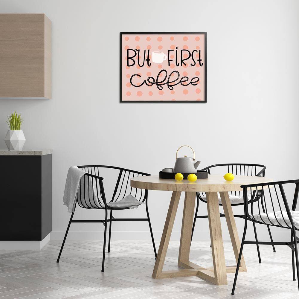 But First Coffee Polka Dots by Mandy Ford Art + Illustration Black Framed Typography Giclee Art Print 24 in. x 30 in. price history on PriceWatchPro