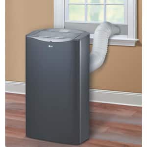 8,000 BTU Portable Air Conditioner Cools 500 Sq. Ft. with Dehumidifier and LCD Remote in Gray