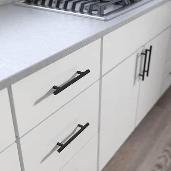 4-Pack Solid Bar 5-1/16 in. 128 mm Matte Black Cabinet Pull
