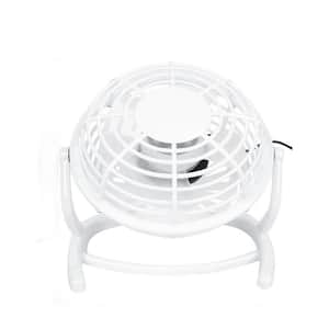 Portable Air Circulator 5 in. 1 fan speeds Desk Fan in White with 360° Angle Adjustment, Quiet Motor and Spacing Saving