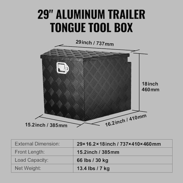 TBAPFS 29 Inch Aluminum Trailer Tongue Tool Box 5 Bar Tread Wide Utility  ToolBox for Pick Up Truck RV Storage Organizer Tool Box with Lock and Keys  - 29X16.5X18 Black - Yahoo
