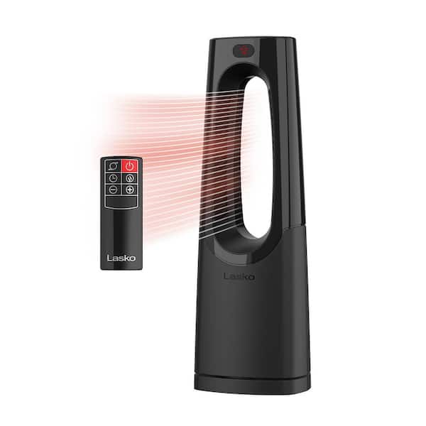 Bladeless 1500W 28 in. Black Electric Oscillating Tower Ceramic Space Heater with Remote Control and Digital Display
