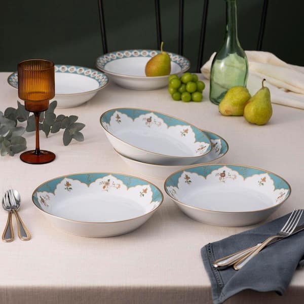 Noritake Lodi's Morning 9.75 in., 43 oz. (Gold) Porcelain Coupe Dinner Bowls, Set of 4