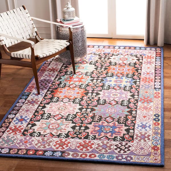 Bellagio 6 ft. x 9 ft. Charcoal/Ivory Geometric Border Area Rug