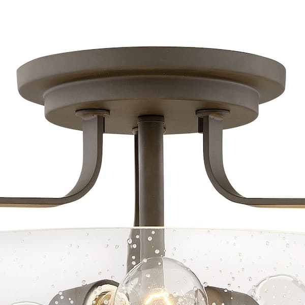 HINKLEY - Hinkley Harper Large Semi-Flush Ceiling Light, Oil Rubbed Bronze + Clear Seedy Glass