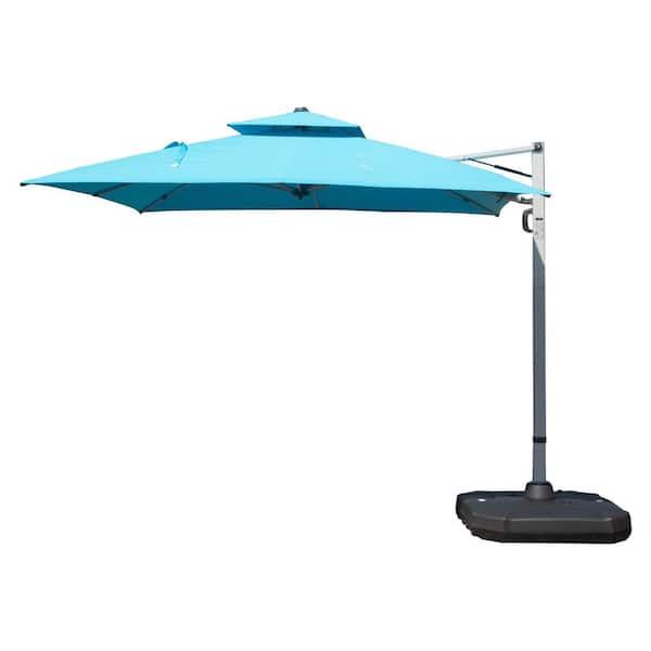 10 ft. Aluminium Square Cantilever Patio Umbrella in Lake Blue, with Center Pole