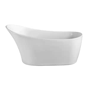 67 in. Acrylic Flatbottom Non-Whirlpool Bathtub in Glossy White with Polished Gold Drain