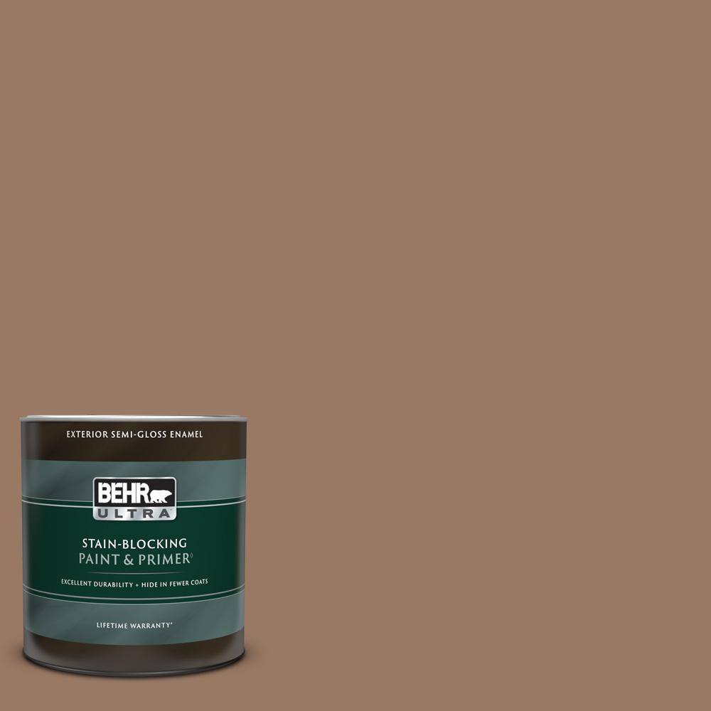 BEHR ULTRA 1 qt. #250F-5 Fudge Bar Semi-Gloss Enamel Exterior Paint ...