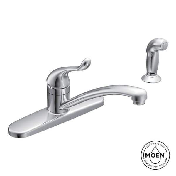 Adler Single-Handle Low Arc Kitchen Faucet in Chrome Side Sprayer