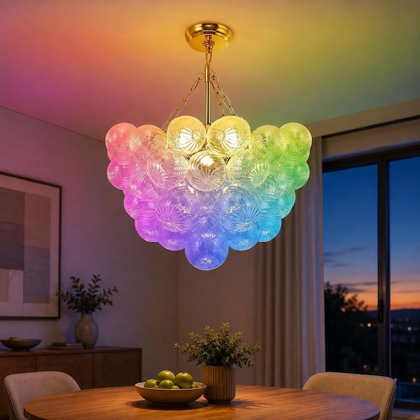 【Novelbright】Chandelier LWYTJO 22. 44 in. 13-Light Gold Modern Sputnik Atomic Tiered