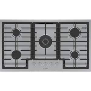 800 36 in. Gas Cooktop in Stainless Steel with 5 Burners including 19,000 BTU Burner