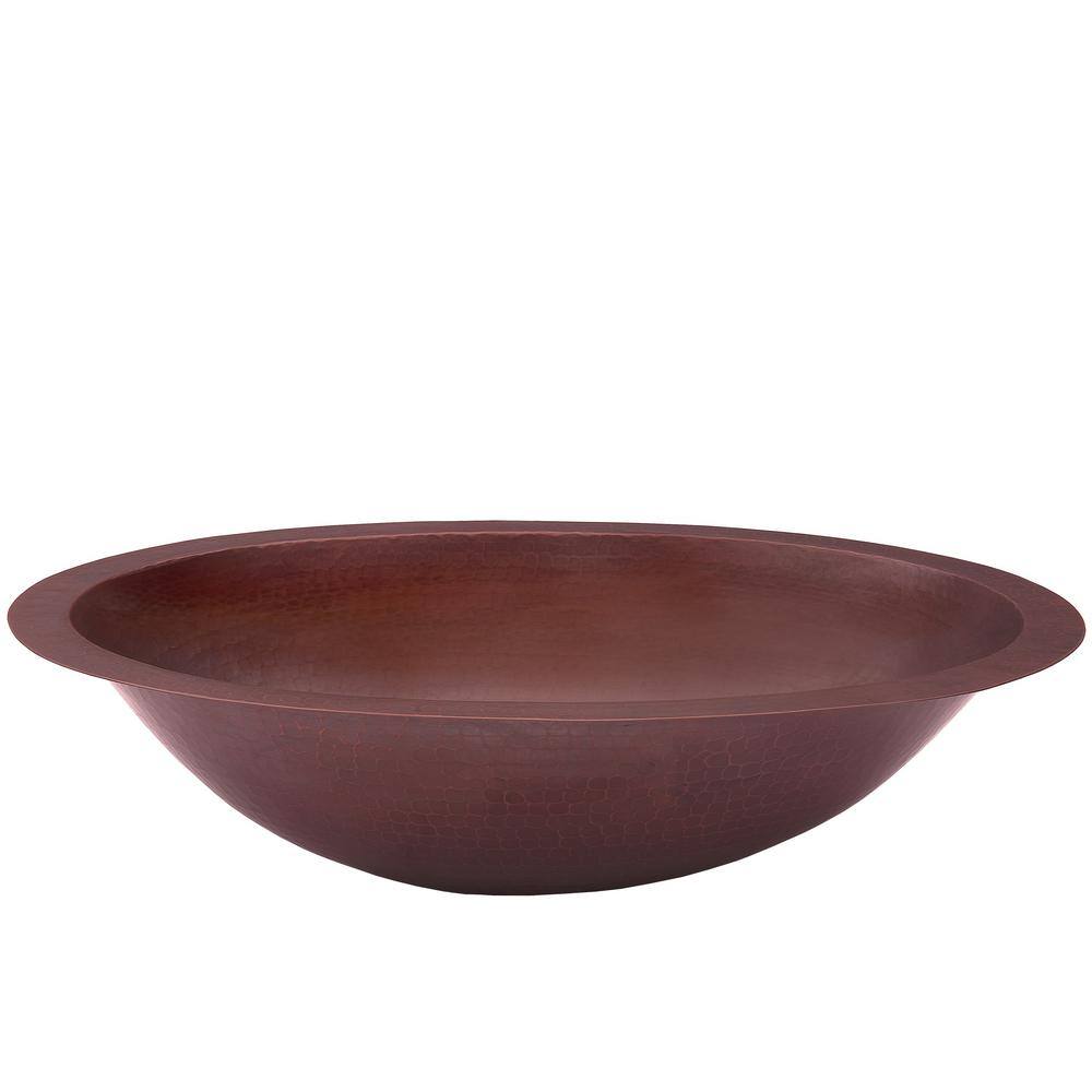 Antique Hammered Copper Oval Undermount Bathroom Sink