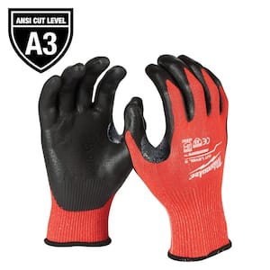 Small Red Nitrile Level 3 Cut Resistant Dipped Work Gloves