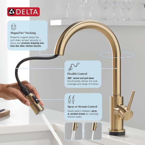 Delta Trinsic Gold Touch2O with Touchless Technology Single Handle