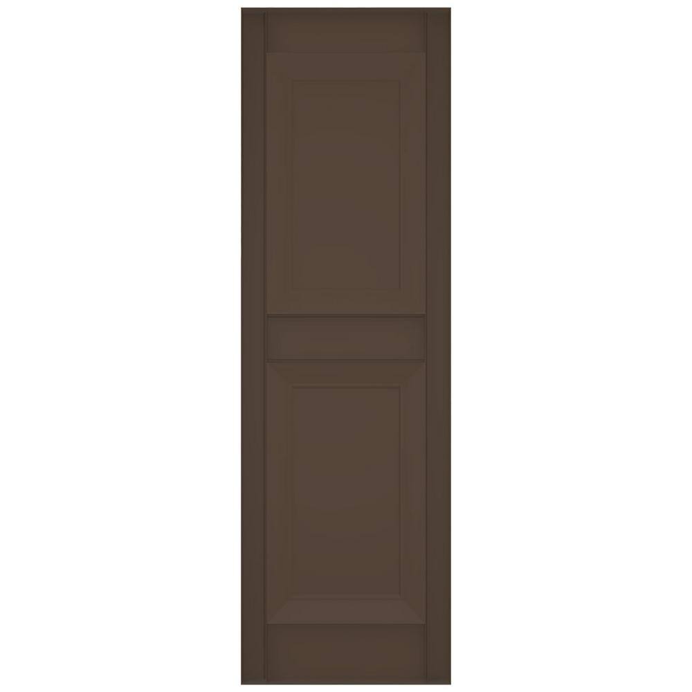 French Roast Vinyl Raised Panel Decorative Shutters, 12" x 59"