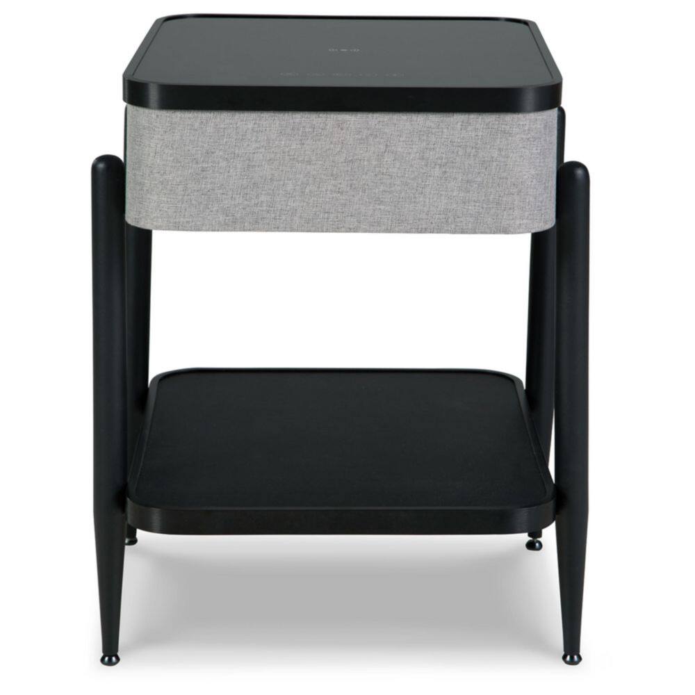 Jorvalee 19 in. Black Rectangle Glass End Table with Shelves - thumbnail 6