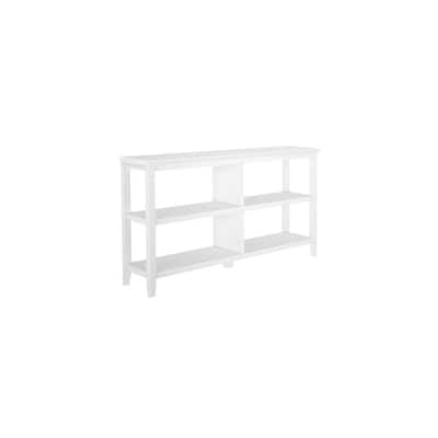 NewRidge 30.25 in. White Wood 3-Shelf Wooden Bookcase with Open Back