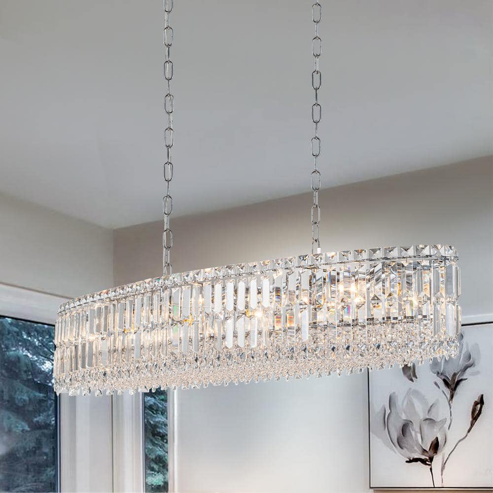 Orillia Modern 10-Light Dimmable Chrome Geometric Crystal Chandelier price history on PriceWatchPro