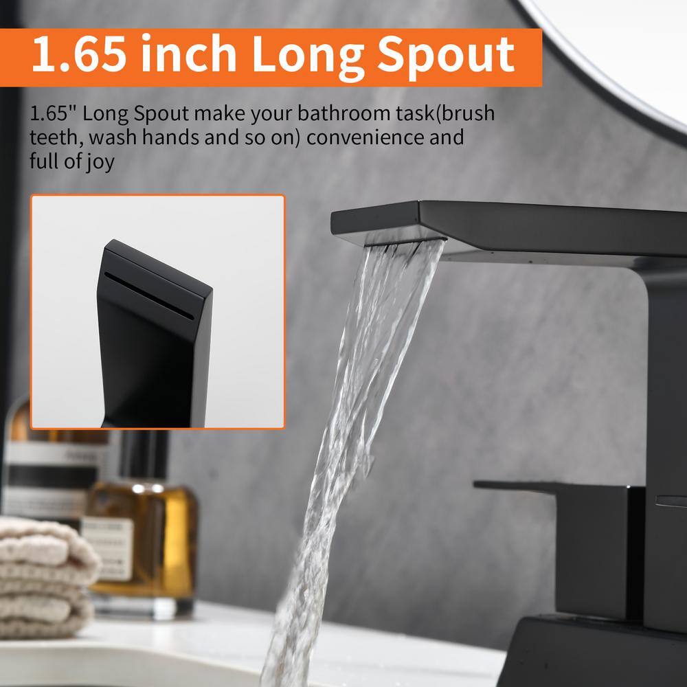 Matte Black Stainless Steel Double Handle Bathroom Faucet with Drain Kit