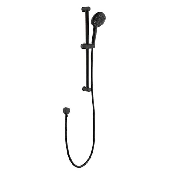 WELLFOR 4-Spray Multi-Function Wall Bar Shower Kit with Hand Shower in Matte Black