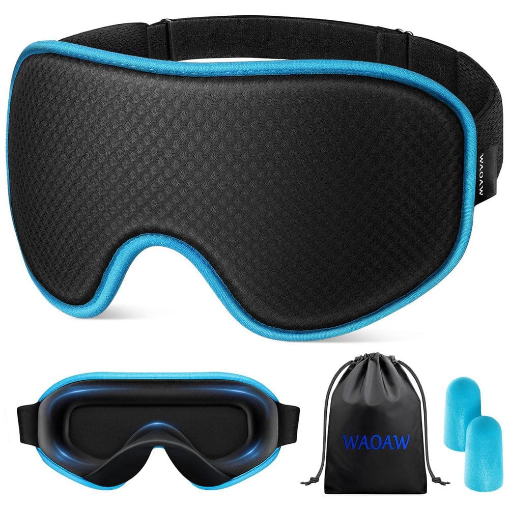 3D Contoured Sleep Mask, Breathable Blackout Eye Mask, Blue, Soft Memory Foam with Adjustable Strap for Nap Sleeping price history on PriceWatchPro