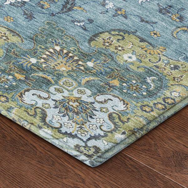 Mayfield Premium Machine Washable Abstract AMF2489 Teal 10 ft. x 14 ft. Area Rug