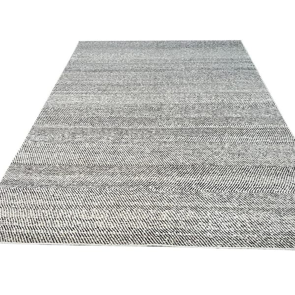 Natural White 6 ft. x 9 ft. Hand-Knotted Wool Modern flatweave Rug Area Rug