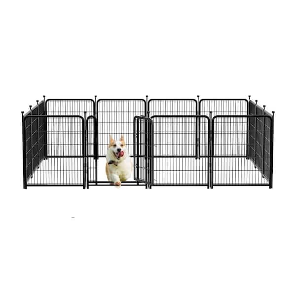 Unbranded 22.1 ft. Metal Dog Pen Heavy Duty Pet Puppy Exercise Pen for Rv Camping Garden Yard, for Yard, Outdoor, Black, 10-Pack