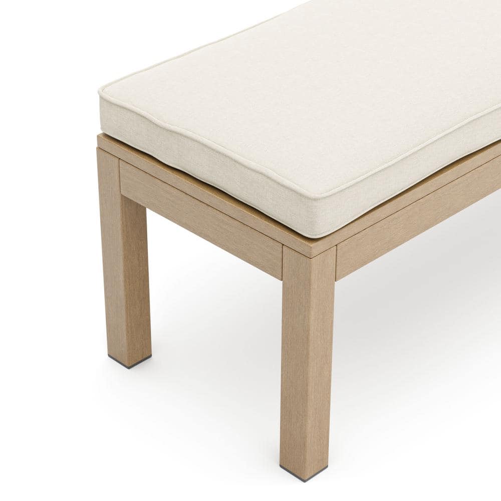 Bordeaux 57" Beige Aluminum Outdoor Dining Bench with Foam Cushion