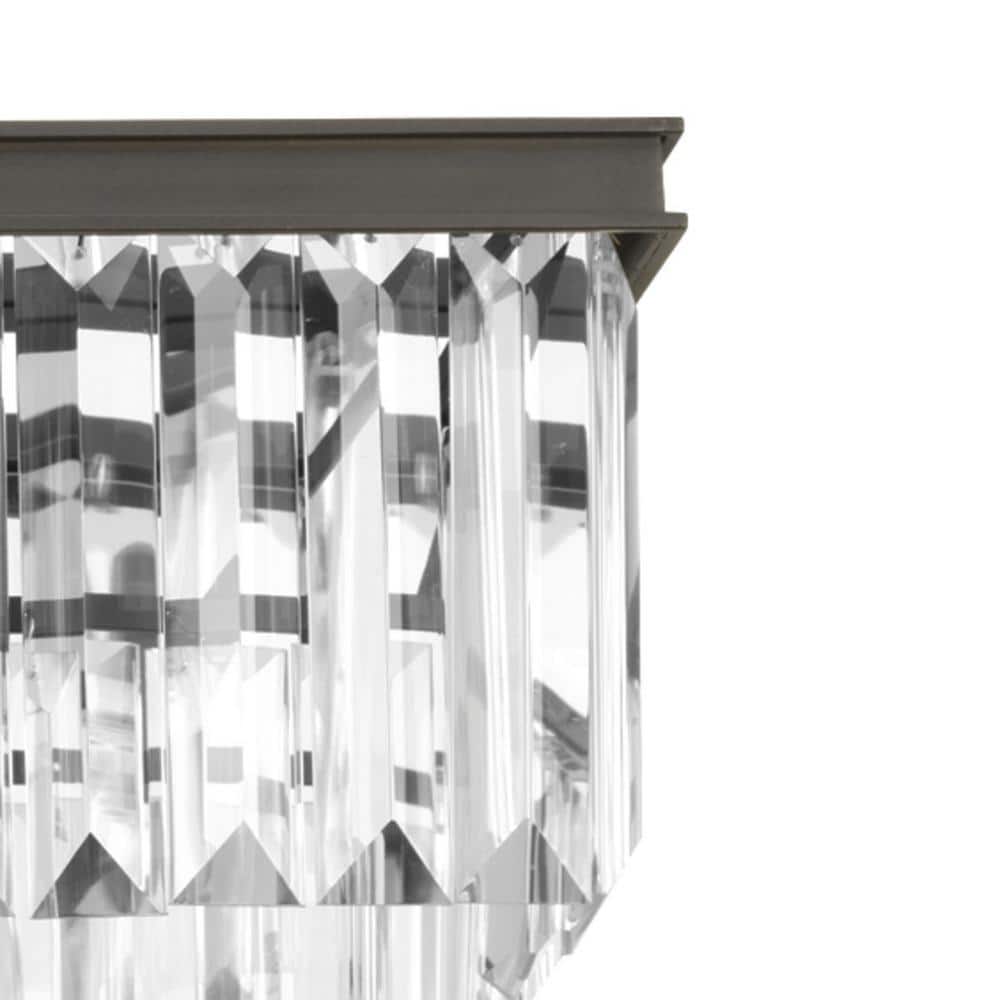 Antique Bronze Crystal 4-Light Linear Chandelier