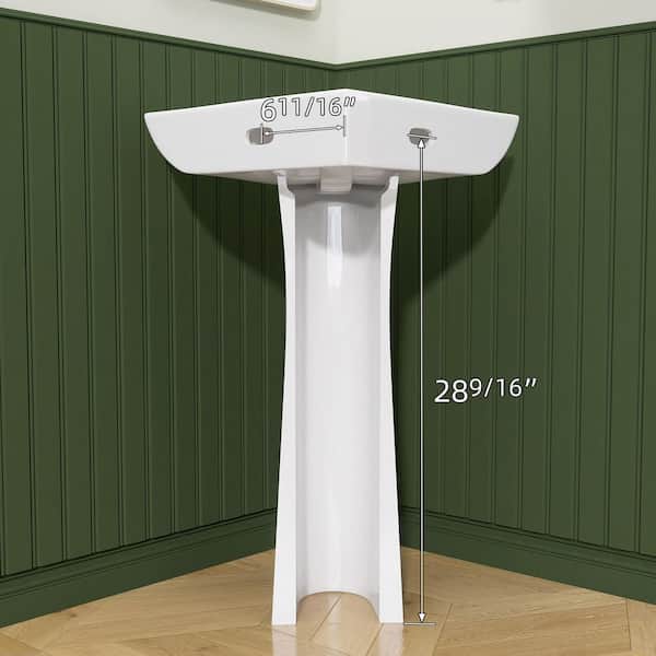 Zeafive 23 in. W x 30.5 in. H Vitreous China Corner Pedestal Sink