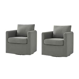 Christepher Modern Grey Slipcovered 360° Swivel Chair Set of 2