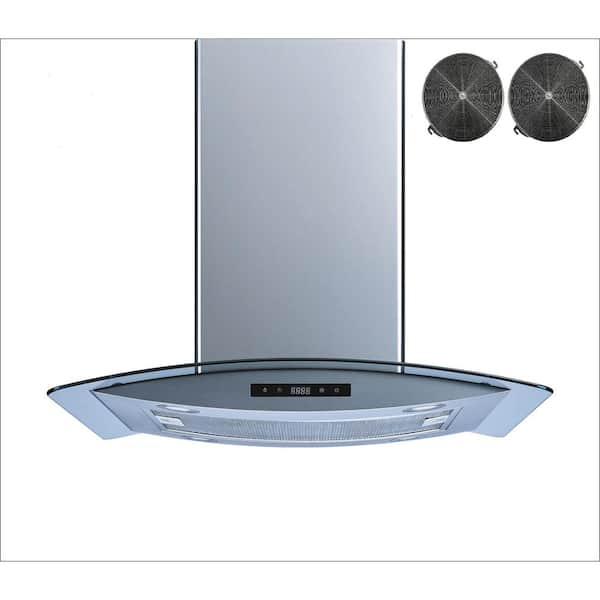 Winflo 36 in. 475 CFM Convertible Island Range Hood in Stainless Steel with Mesh and Charcoal Filters and Touch Control