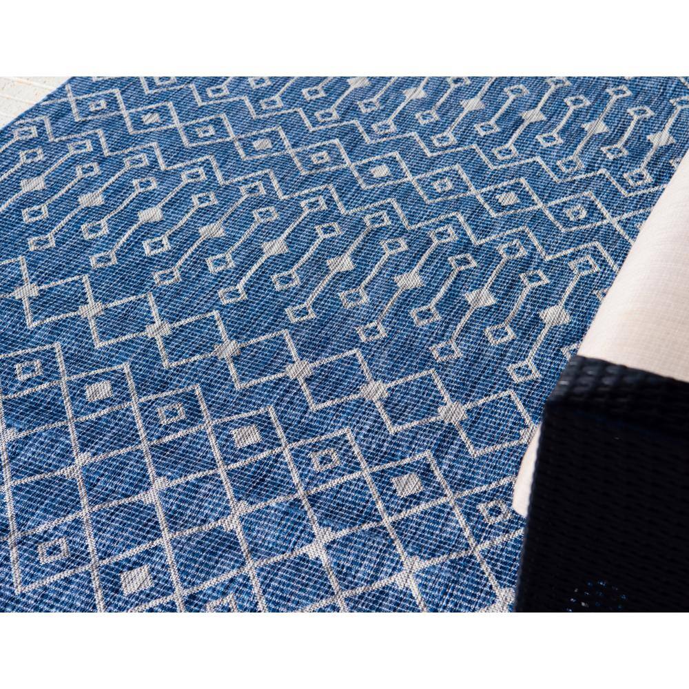 Blue Rectangular Outdoor Trellis Synthetic Area Rug