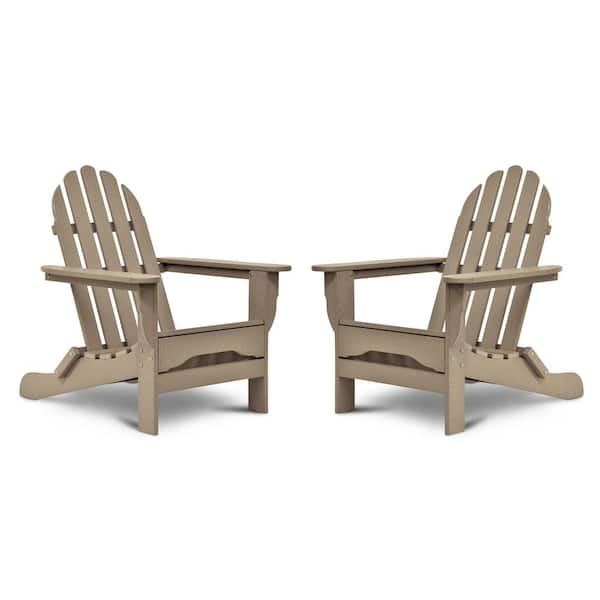 DUROGREEN Icon Weathered Wood Recycled Plastic Adirondack Chair (2-Pack)