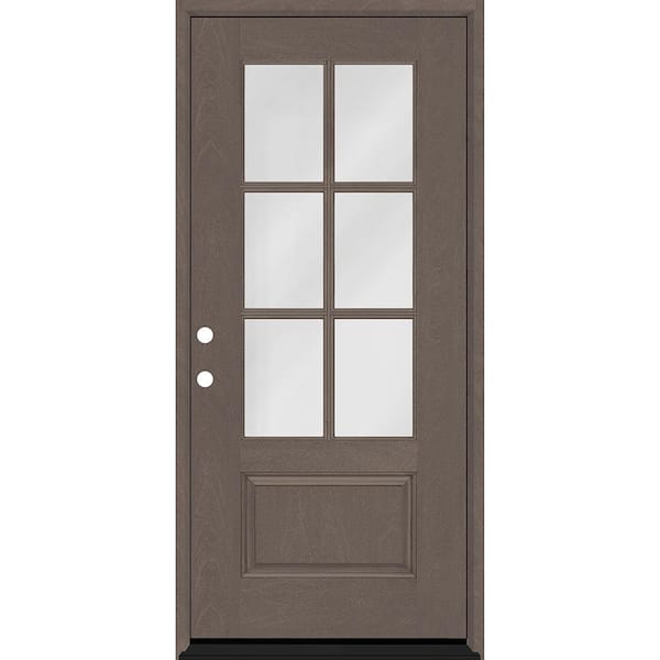 Steves & Sons Regency 32 in. x 80 in. 3/4-6 Lite Clear Glass RHIS Ashwood Stain Fiberglass Prehung Front Door