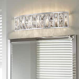 Kristella 24 in. 5-Light Chrome Vanity Light with Clear Crystal Shade