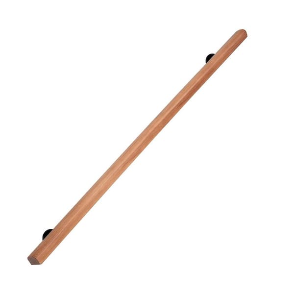 Wood Stair Railing 5 ft. Wall Mounted Non-Slip Handrail Kit for Indoor Stairs Safety Support for Home Loft Corridor