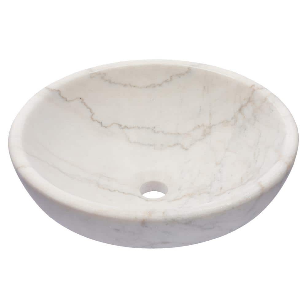 Echo 17'' Honed White Marble Circular Bathroom Sink