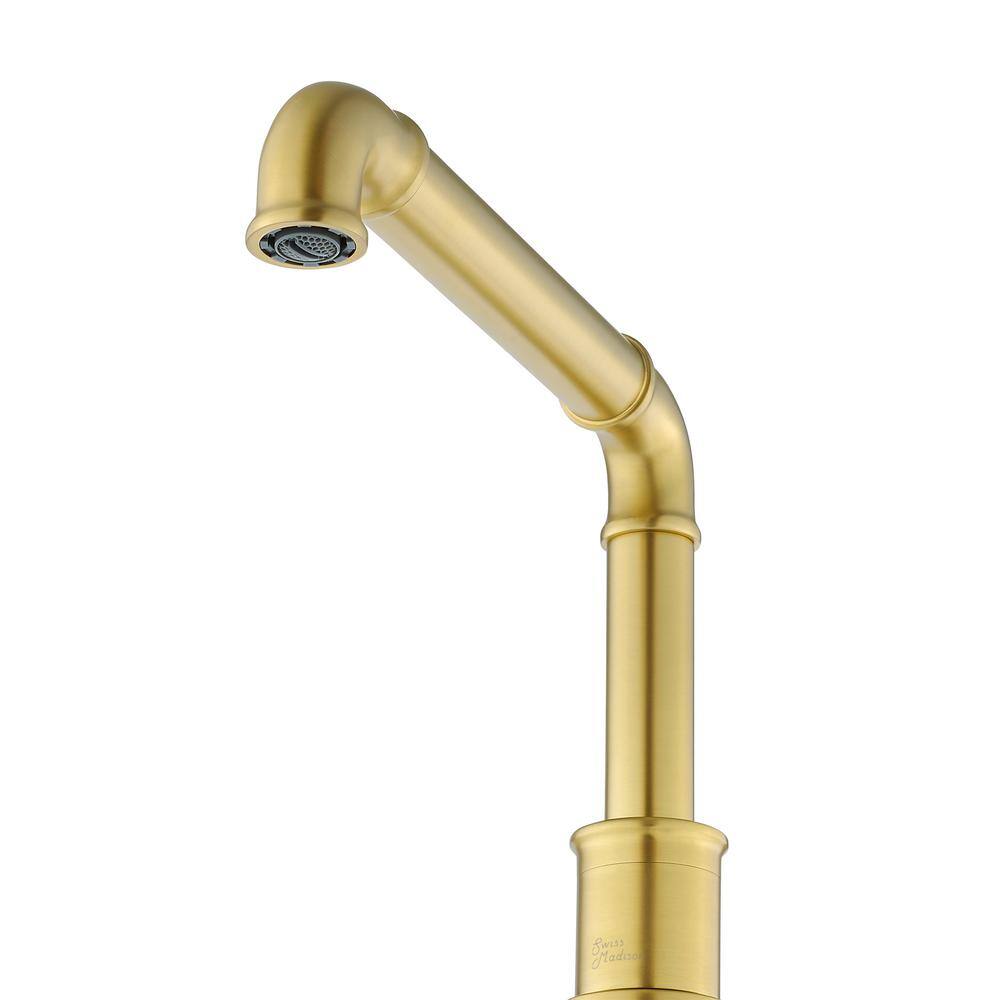 Avallon Brushed Gold 8-inch Widespread Sleek Handle Bathroom Faucet