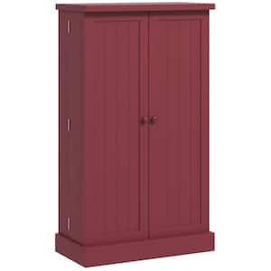 41 in. Wood Pantry Organizer with 12 Door Shelves, Double Doors, 5-Tier Shelving in Painted Red